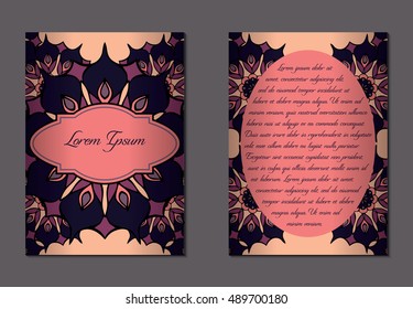 Elegant two sides of brochures. Nice hand-drawn illustration