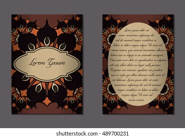 Elegant two sides of brochures. Nice hand-drawn illustration