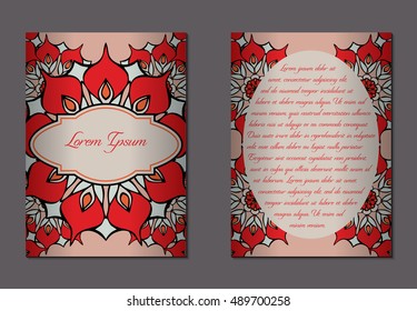 Elegant two sides of brochures. Nice hand-drawn illustration