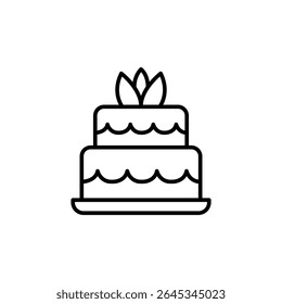 Elegant Two Tier Cake Icon Design Featuring Minimalist Line Art