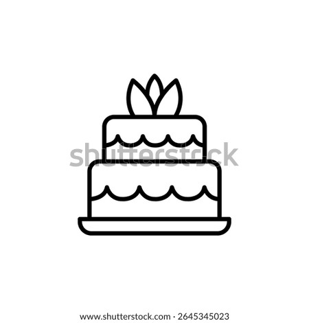 Elegant Two Tier Cake Icon Design Featuring Minimalist Line Art