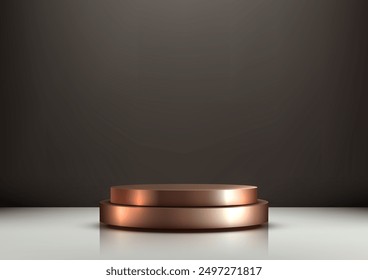 Elegant Two Tiered Copper Podium for Product Display and Showcase in Soft Light and Neutral Backdrop