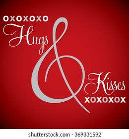 Elegant typographic 'Hugs & Kisses' card in vector format.