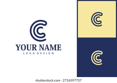 Elegante tipografia C Logo com curvas simples - Representando sofisticação e confiança. Isolado no fundo branco.