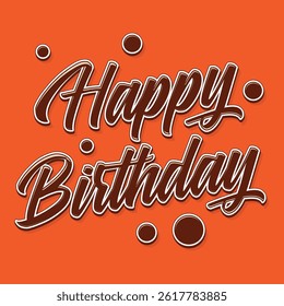 Elegant “Happy Birthday” typography design in a stylish script font on a vibrant orange background. Perfect for greeting cards, invitations, banners, and celebration-themed projects.