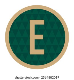 Elegant typography featuring the letter E enclosed in a circular border with a sophisticated triangular geometric background, ideal for creative branding, marketing, and digital art compositions.