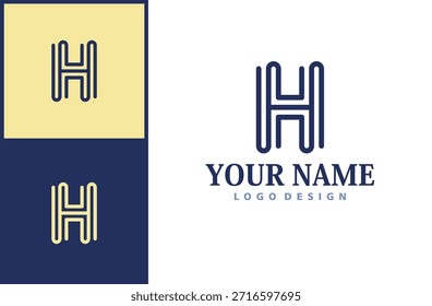 Elegante tipografia H Logo com curvas simples - Representando sofisticação e confiança. Isolado no fundo branco.