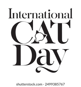 Elegant Typography for International Cat Day with Minimalist Faceless Cat Head Outlines