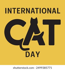 Elegant Typography for International Cat Day with Minimalist Faceless Cat Head Outlines