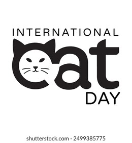 Elegant Typography for International Cat Day with Minimalist Faceless Cat Head Outlines