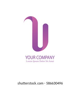 elegant u initial letter flat 3d typography design logotype for brand and company identity. gradient purple color