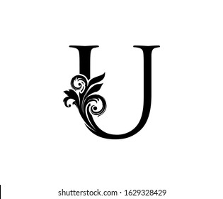 Elegant U Letter Swirl Logo Black Stock Vector (Royalty Free ...