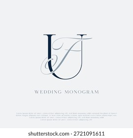 Elegante logotipo de monograma de boda de iniciales entrelazadas UF