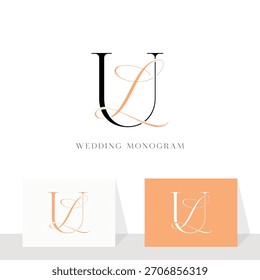 Diseño elegante del logotipo del monograma de la boda de UL LU