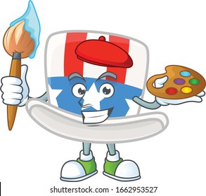 An elegant uncle sam hat painter mascot icon with brush
