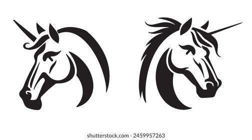 Elegant Unicorn Head Silhouettes vector