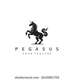 Elegant Unicorn Logo Design Featuring Black and White Silhouette Creation
