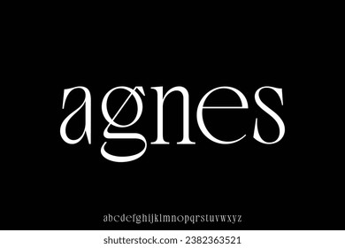 Elegante y único vector de fuente de visualización del alfabeto. Hermoso estilo minimalista serif tipográfico