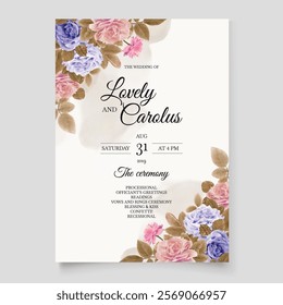 Elegant and Unique Floral Wedding Invitation Card. Illustrator and designer. Wedding Invites, save the date, Birthday Invites, Video Invites, E-Cards.