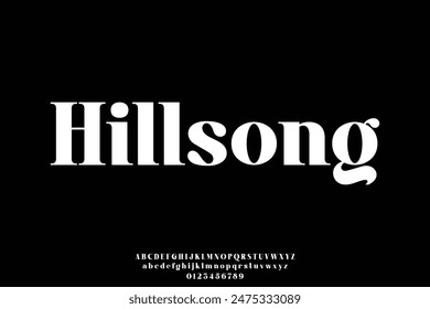 Elegant unique hill song serif alphabet display font vector illustration