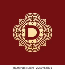 elegant and unique initial letter D oriental ornament alphabet emblem logo