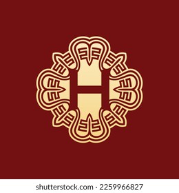 elegant and unique initial letter H oriental ornament alphabet emblem logo