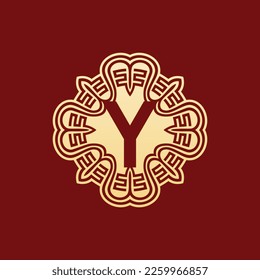 elegant and unique initial letter Y oriental ornament alphabet emblem logo