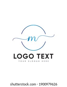 Una elegante, única, romántica y hermosa letra táctil manuscrita tipo plantilla de logotipo M, logotipo vector para identidad de empresa y empresa