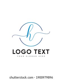 An elegant, unique, romantic and beautiful touch handwritten letter type H logo template, Vector logo for business and company identity