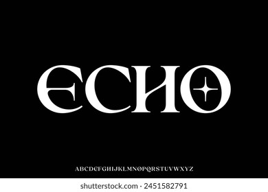 Elegant unique serif alphabet display font vector illustration