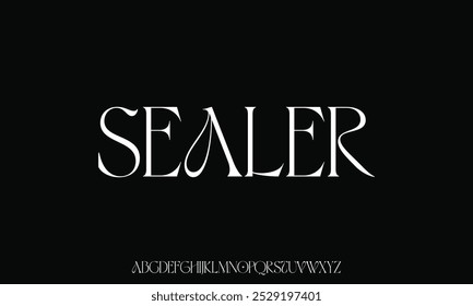 Elegant unique serif alphabet display font vector illustration