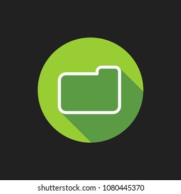 Elegant Universal White Minimalistic Thin Line File Icon with Shadows on Circular Color Button on Black Background 
