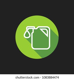 Elegant Universal White Minimalistic Thin Line Oil Icon with Shadows on Circular Color Button on Black Background 