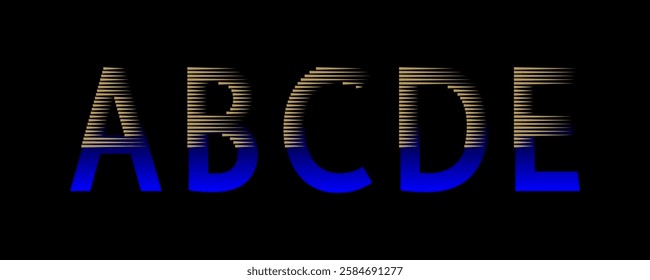 Elegant uppercase letters with a gold striped gradient and deep blue accents on a black background. Modern and stylish, perfect for branding, posters, or luxury-themed designs. 