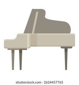 Elegant upright grand piano standing on stage in concert hall before classical music performance