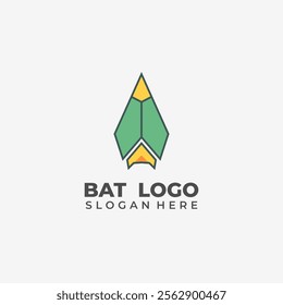 Elegant Upside Down Hanging Bat Logo In Green Yellow
