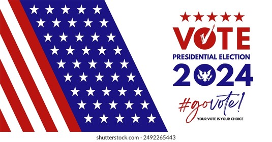 Elegante US-Präsidentschaftswahl 5 November 2024 Vektorillustration, , Vorlage, Design, Banner, Hintergrund, Poster, Social Media Feed. US VOTE 2024 Hintergrund. 