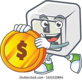 an elegant USB power socket mascot cartoon design with gold coin