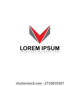 elegant v letter and down arrow logo design