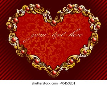 Elegant valentine background with rubies (vector); a JPG version is also available