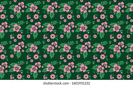 Elegant valentine flower pattern background, with beautiful leaf and flower drawing.