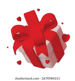 Elegant Valentine s present boxes decorated with pink bows and surrounded by red heart shapes.