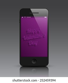 Elegant Valentines Day abstract background with long shadow text for mobiles or smartphones.Love, heart, clean and modern style design. Vector illustration eps 10 
