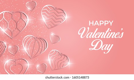 Elegant Valentine's Day background with golden rose hearts