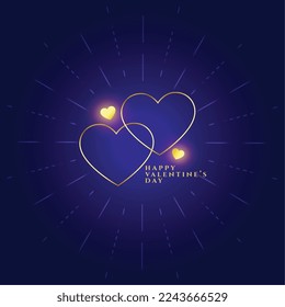 elegant valentines day background with line style golden hearts vector 