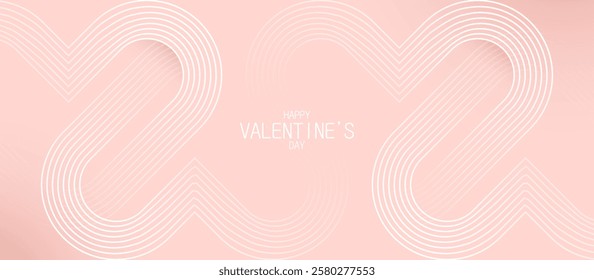 Elegant Valentine's Day background with soft pastel tones, abstract heart patterns, and modern typography