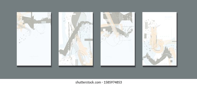 Elegant Valentine's day creative card templates set abstraction background line color invitations