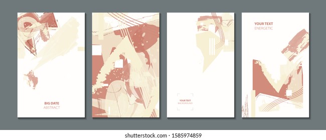 Elegant Valentine's day creative card templates set abstraction background line color invitations