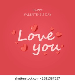 Elegant Valentine's Day Handwritten Text Banner. Greeting Card Template. Love you concept.