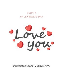 Elegant Valentine's Day Handwritten Text Banner. Greeting Card Template. Love you concept.